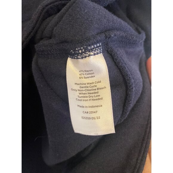 T By Talbots Women's 1X Navy Blue Capri Pants Lounge Set - Picture 9 of 9